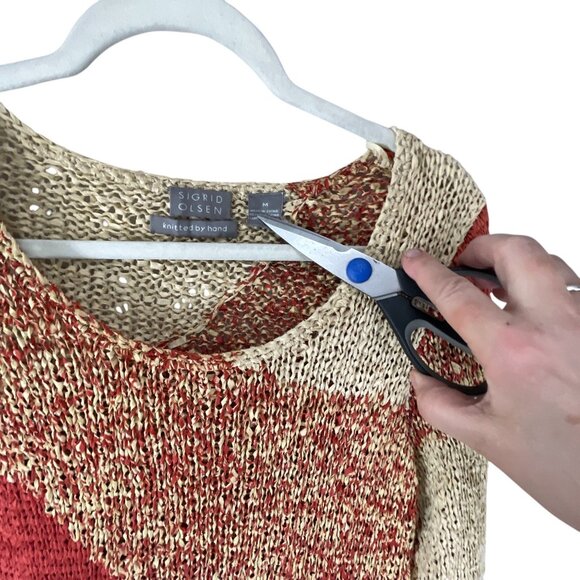 Sigrid Olsen Multicolor Patchwork Knit Sweater Women's Handmade M Artsy Casual - Picture 5 of 8